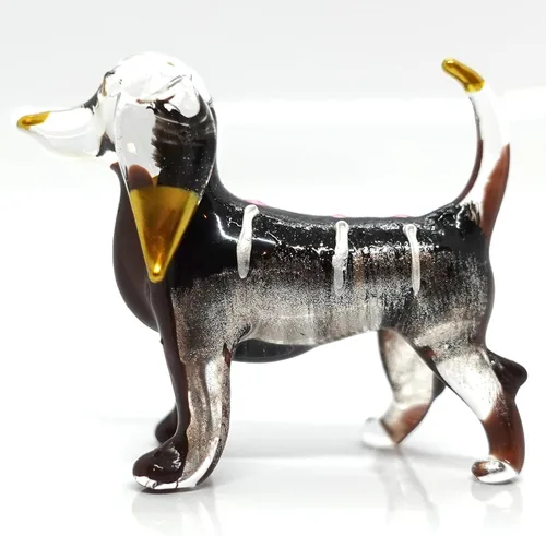 Miniatura 29 de Figuras en miniatura de perro salchicha soplado a mano, arte de animales coleccionables, regalo para decoración del hogar (4 pulgadas, azul negro)