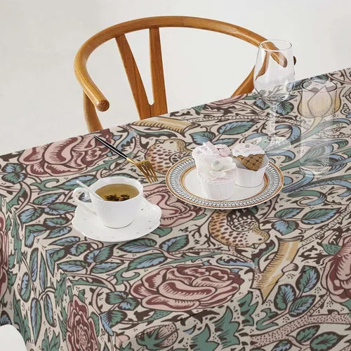 Miniatura 84 de Mantel Floral Retro de Pájaros, Diseño Original Bohemio William Morris Estampado Cubierta de Mesa para Hogar Picnic Fiesta Comedor Cocina William