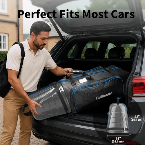 Miniatura 6 de Golf Travel Bags for Airlines with Carbon Fiber Hard Top, Protective Club Traveling Cover with Wheel, Golf Club Carrier Case for Airplanes, Thick