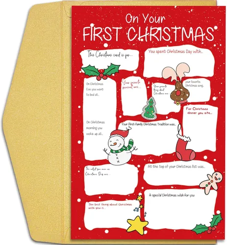 Miniatura 10 de Qiliji Tarjeta de Navidad romántica para él y ella, divertida tarjeta de Navidad para marido, esposa, novio y novia, regalo de tarjeta de Navidad