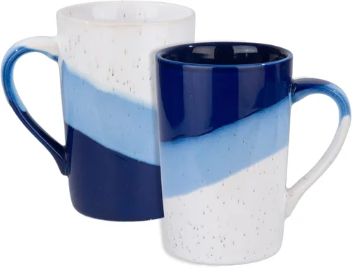 Juego de 2 tazas de café de 13 onzas, tazas de té de cerámica con asa, aptas para microondas y lavavajillas, perfectas para los amantes de las tazas