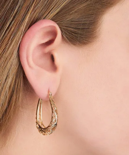Miniatura 2 de Barzel Pendientes de aro de filigrana chapados en oro de 18 quilates