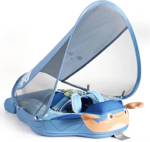 Miniatura 19 de Flotador Mambobaby con cola para bebé con toldo, flotador de piscina sólido, entrenador de natación infantil, entrenamiento de natación tumbado