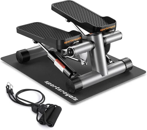 Miniatura 12 de SPORTSROYALS Escalera de escalera, giro/mini escalón para ejercicio en casa, máquina de pasos con bandas de resistencia para entrenamiento de cuerpo