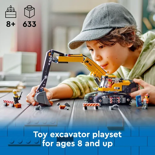 Miniatura 2 de LEGO City Excavadora de Construcción Amarilla Juguete Excavadora para Niños y Niñas de 8 Años en Adelante, 3 Minifiguras de Trabajadores
