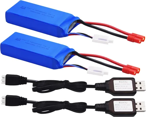 Miniatura 7 de Batería y cargado con conector plátano Blomiky, 2 uds, 7.4 V, 2000 mAh, para SYMA X8C X8W X8G X8HD X8HW X8HG 506HG JXD 506G Holy HS300 HS400