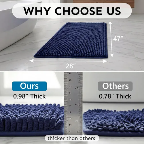 Miniatura 2 de Alfombras de baño Secura, 47 x 28 pulgadas, extra suaves y gruesas, alfombra de baño absorbente de agua, lavable a máquina, alfombras de baño Azul