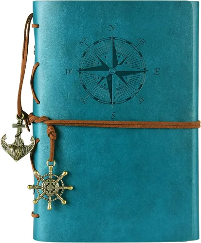 Miniatura 10 de Libreta Maleden de estilo clásico de alta calidad, de hojas recargables, de cuero sintético repujado, diario de viaje con páginas en blanco y Marrón