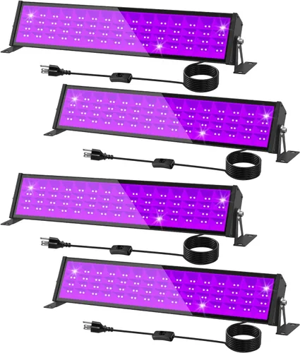 T-SUN Barra de luz LED negra de 72 W, barras de luz negra con enchufe e interruptor, tira de luces de área de 22 x 22 pies para fiesta brillante,