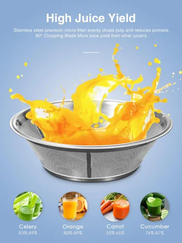 Miniatura 6 de Máquina exprimidora, extractor centrífugo de 800 W con boca ancha de 3 pulgadas, canal de alimentación para frutas y verduras, fácil de limpiar