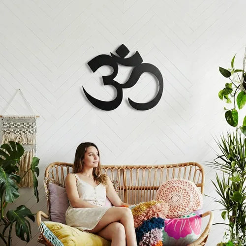 Miniatura 5 de DEKADRON Arte de pared de metal, decoración de metal Om, decoración de Namaste, regalos de yoga, símbolo de aum, arte de pared OM, decoración