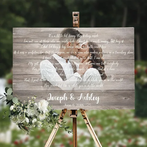 Miniatura 6 de Awesometik Letra de canción de boda con retrato personalizado de foto personalizada Primera danza canción favorita 1er aniversario renovación