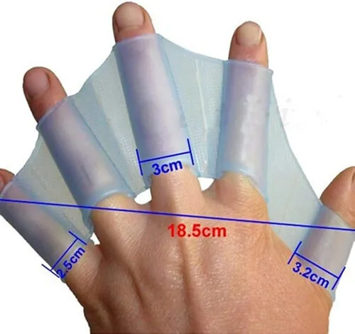 Miniatura 2 de Aletas de silicona para equipo de natación, aletas de malla de mano, guantes de entrenamiento, dedos de palma, aletas de palma, guantes