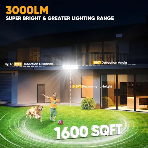 Miniatura 5 de MDCMDCM Luces solares de movimiento para exteriores, con cable de 16.4 pies, luces LED de seguridad de 3000 lm para exteriores del atardecer al