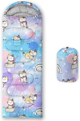 Miniatura 12 de BailiPromise Saco de dormir para camping, 3 estaciones, clima cálido y fresco, ligero, saco de dormir impermeable para adultos y niños, viajes y al