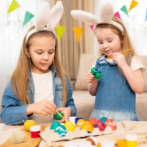 Miniatura 7 de Morcheiong Juego de 24 pompones de huevos de madera, instrumentos musicales con 24 bolígrafos multicolores, huevos de maracas, huevos de Pascua