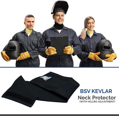 Miniatura 6 de BSV Kevlar 2 Layers Neck Protection with Velcro Adjustment - Cut, Scratch & Heat Resistant Welding Neck Protector-Men & Women