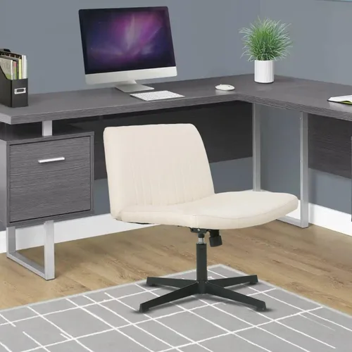 Miniatura 2 de BestOffice Silla cruzada cómoda, sin brazos, con patas cruzadas, silla de escritorio sin ruedas, silla de escritorio amplia ajustable giratoria