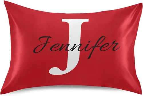 Miniatura 33 de Fundas de almohada negras personalizadas de seda con cierre de sobre, funda de almohada de satén tamaño estándar para personas que duermen