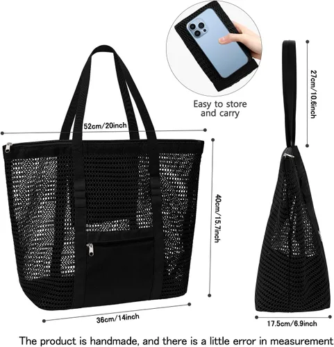 Miniatura 2 de hatisan Bolsa de playa de malla, bolsas de playa mejoradas para mujer, bolsa de malla, bolsa hobo, accesorios de playa