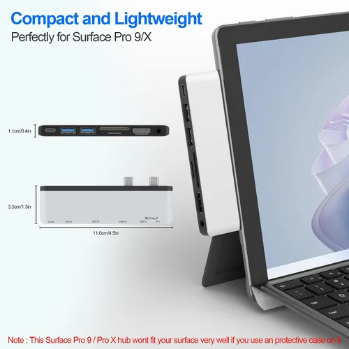 Miniatura 8 de Estación de acoplamiento para superficie con HDMI 4K, USB-C Thunderbolt 4 (pantalla+datos+100 W PD), 2 USB 3.0, audio de 0.138 in, lector