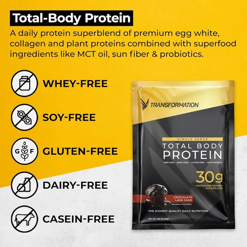 Miniatura 3 de Transformation Protein Super Blend Clara de huevo, péptidos de colágeno y proteínas vegetales 15 mil millones de probióticos UFC Enzimas
