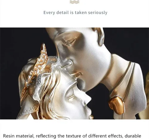 Miniatura 6 de Las estatuas de los amantes de los besos, regalo de boda adecuado, para armario de escritorio, decoración del hogar, altura 10.2 pulgadas (champán)