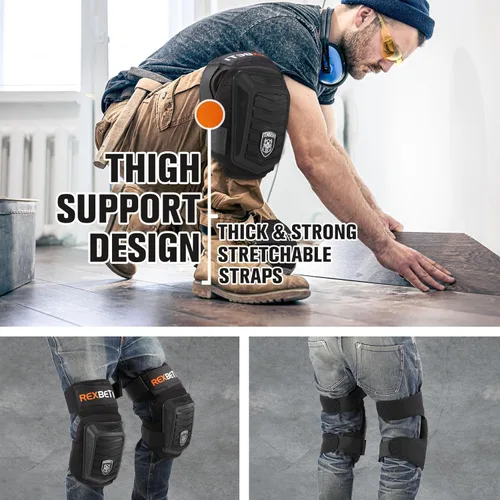 Miniatura 3 de REXBETI Rodilleras mejoradas para el trabajo, rodilleras de construcción para hombres, rodilleras de gel de espuma antideslizantes resistentes