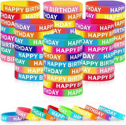 Miniatura 25 de JUNEBRUSHS 64 piezas de pulseras de silicona para fiesta del 100º día de escuela