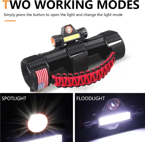 Miniatura 4 de Asas de agarre para barra estabilizadora con luz de techo para 1945-2025 Jeep Wrangler CJ YJ TJ JK JL Gladiator JT UTV Polaris RZR 2.0”-4.0” jaula 2