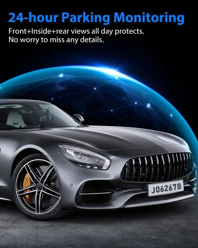 Miniatura 12 de Cámara de tablero frontal y trasera, cámara de tablero 1080P para automóviles, cámara de automóvil de 3 canales frontal trasera e