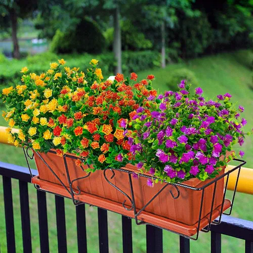 Miniatura 6 de Flores artificiales, arbustos de boj falsos para exteriores, resistentes a los rayos UV, plantas verdes de plástico sintético para colgar