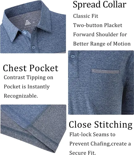 Miniatura 82 de V VALANCH Polo de golf de manga corta para hombre, estilo casual, con cuello que absorbe la humedad