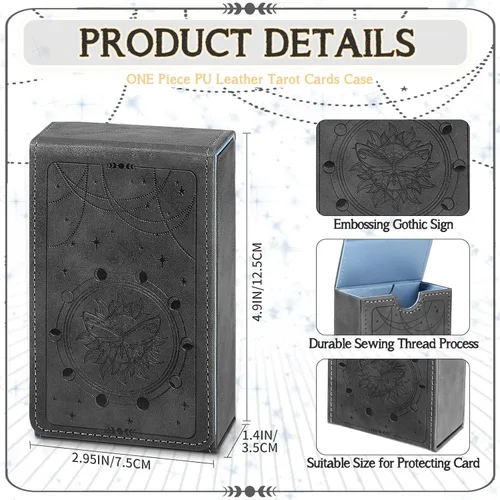 Miniatura 2 de Coume Funda de piel sintética para cartas de tarot, diseño de luna, funda protectora para la mayoría de los oráculos góticos de tamaño estándar