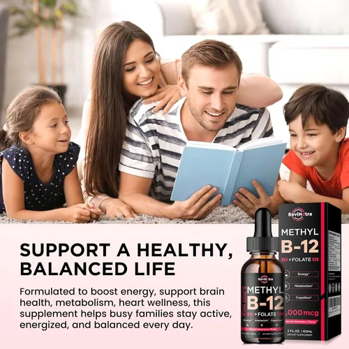 Miniatura 6 de Gotas líquidas de vitamina B12, vitaminas B12 de 5000 mcg, suplemento de complejo de vitamina B con metilcobalamina B12 sublingual, vitamina B6