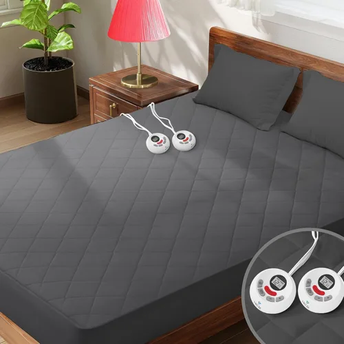 Miniatura 9 de Protector de Colchón Calefactable Tamaño Individual Acolchado Calentador de Cama Eléctrico de Lujo Comodidad Calor Protector de Colchón Controlador