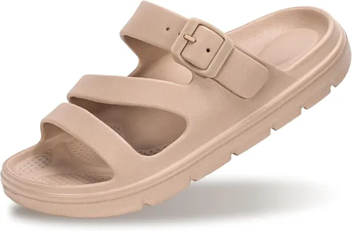 PIMIO Sandalias de soporte de arco para mujer, deslizantes de recuperación para alivio de la fascitis plantar, antideslizantes, ligeras, con cojín