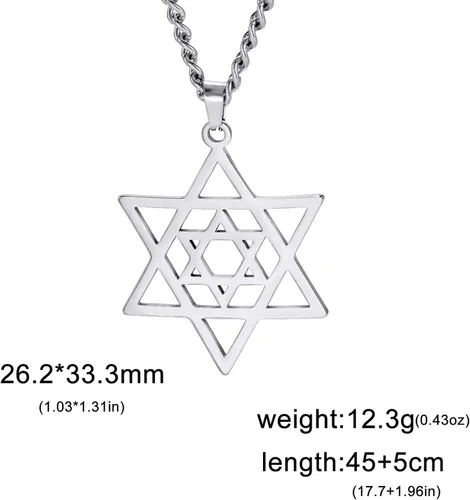 Miniatura 6 de EUEAVAN Collar con dije de estrella de David contra el mal de ojo de seis puntas con dije de estrella de David, hexagrama demoníaco religioso