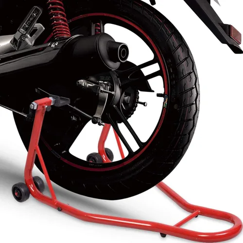 Miniatura 3 de Safstar Soporte para motocicleta o bicicleta deportiva con brazo oscilante para tienda de autos y bicicletas, Rojo