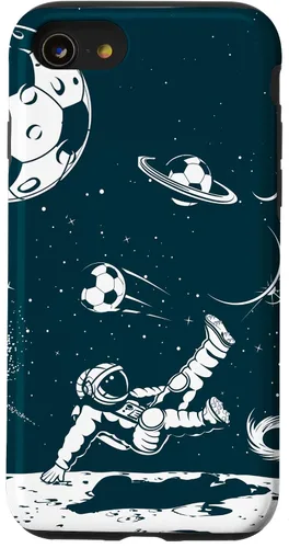 Miniatura 18 de Funda para iPhone 16 para teléfono de fútbol, amante del fútbol, jugador de fútbol espacial, funda de astronauta