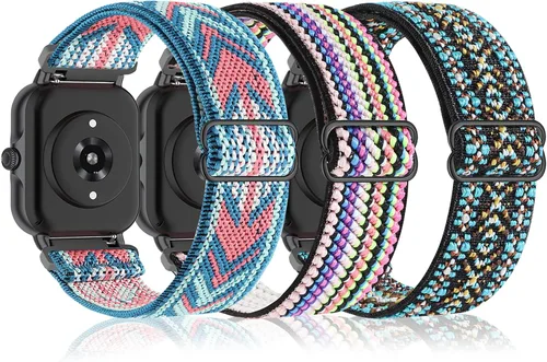 Miniatura 15 de Bolesi Correas elásticas de nailon compatibles con Amazfit Active 2 (cuadradas)/Active 3 Premium/Active, paquete de 3 correas deportivas de repuesto