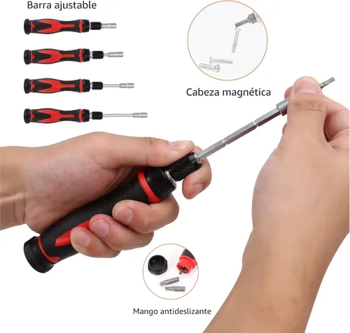 Miniatura 2 de Amazon Basics Juego de llaves de trinquete magnéticas y destornilladores de precisión electrónica, 73 unidades (paquete de 1), negro/rojo/plateado