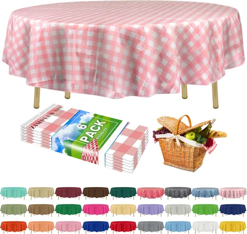 Miniatura 15 de Zimpleware - Mantel redondo de plástico para fiestas de 213 cm (84 pulgadas) de diámetro (paquete de 1, 6 y 12 unidades)