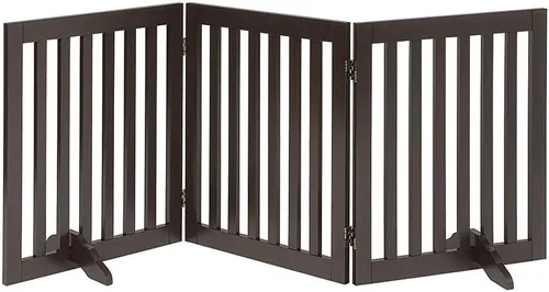 Miniatura 46 de unipaws Puerta para mascotas de pie libre de 24 pulgadas de alto para perros y gatos, puertas de madera para puerta, escaleras, valla plegable