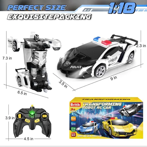 Miniatura 9 de Auto a control remoto transformable - Autos RC, transformación con un botón, rotación de 360°, derrape, 2.4GHz 1:18 escala, regalo para niños de 4-6