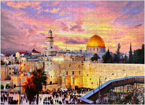 Miniatura 7 de MyPuzzle Skyline of the Old City At The Western Wall y el Temple Mount in Jerusalem Israel - Rompecabezas prémium de 100 piezas para adultos