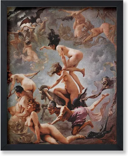 Monem Art - Póster vintage de brujas que van a su sábado, impresión retro de brujas desnudas, arte de Halloween, arte pagano, regalo para hombres y