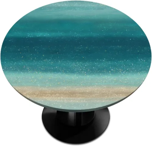 Miniatura 25 de Mantel redondo con diseño de huevos coloridos de Pascua, con borde elástico, impermeable, lavable, para cocina, fiestas, bodas, interiores