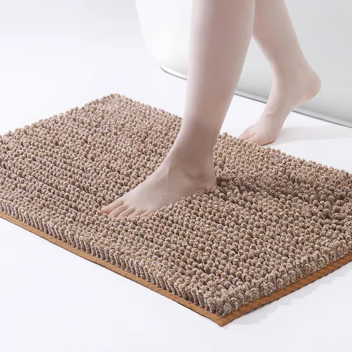 Miniatura 12 de FRESHMINT - Alfombras de baño de chenilla, 32"x20", alfombra antideslizante para el piso del baño y la bañera, alfombra de ducha suave y lavable