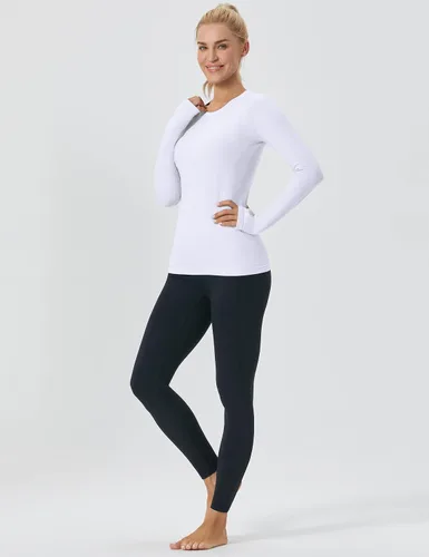 Miniatura 3 de FITTIN Camisetas de entrenamiento de manga larga para mujer sin costuras cuello redondo manga larga para correr yoga baile pilates para mujer